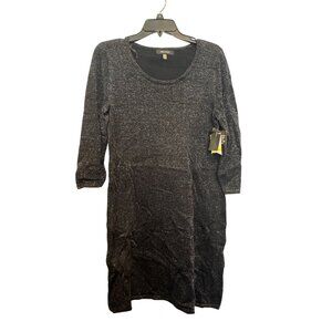 Nine West Sparkle Knit Midi Dress Women’s Medium Black Long Sleeve